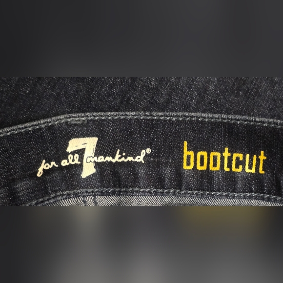 7 For All Mankind Mens Bootcut Jeans 36x32 Stretch Denim Whiskered Dark Blue - Picture 12 of 16